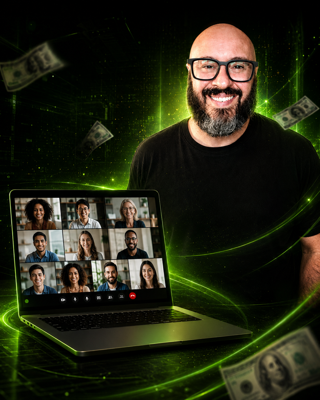 Banner da Imersão COD do Zero com mentor, laptop e sala online